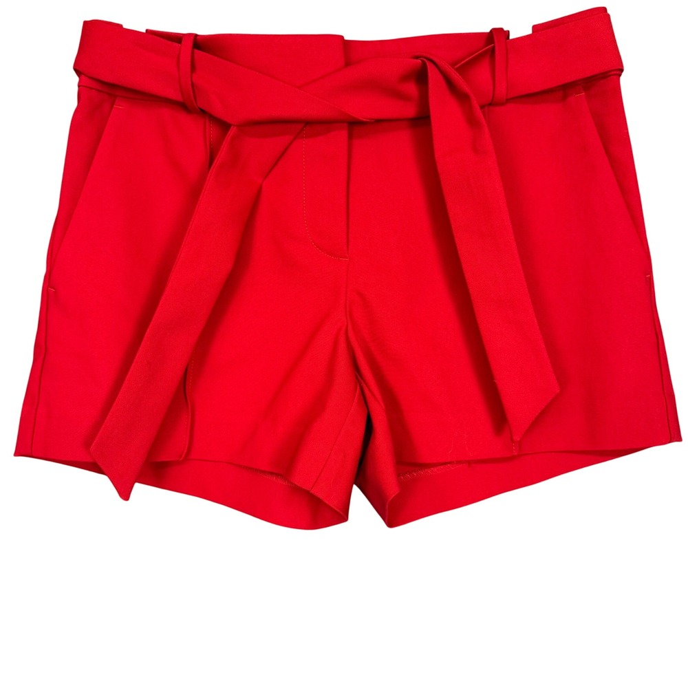 LOFT Shorts Womens 4 Red High Rise Cotton Blend Stretch Dressy Sash Belt NWT